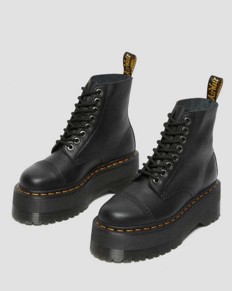 Dr Martens Sinclair Max Pisa Lær Platform Boots Platform Støvler Dame Svarte | YZIEU2679