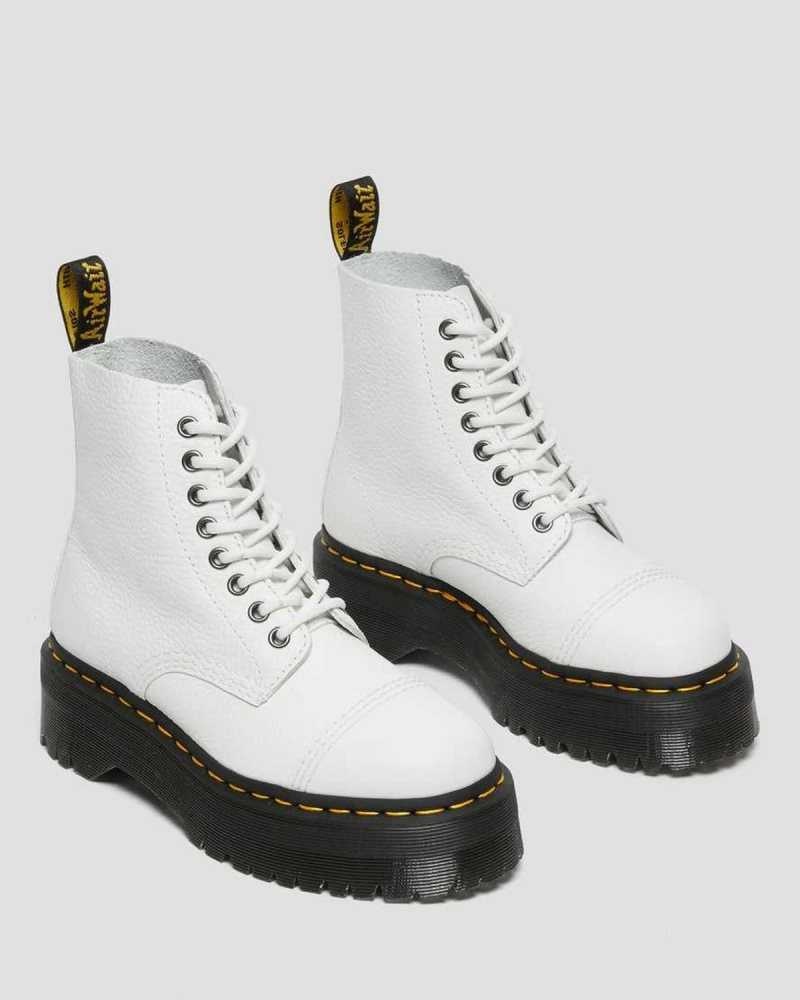 Dr Martens Sinclair Milled Nappa Lær Platform Boots Platform Støvler Dame Hvite | BHKTM9215