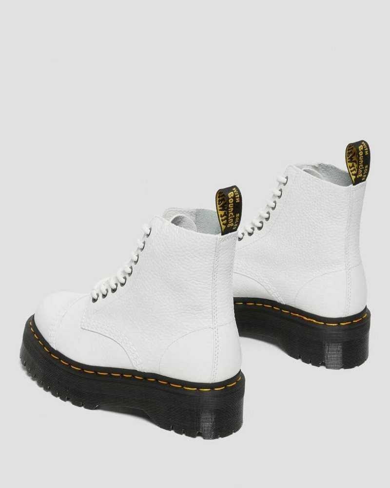 Dr Martens Sinclair Milled Nappa Lær Platform Boots Platform Støvler Dame Hvite | BHKTM9215