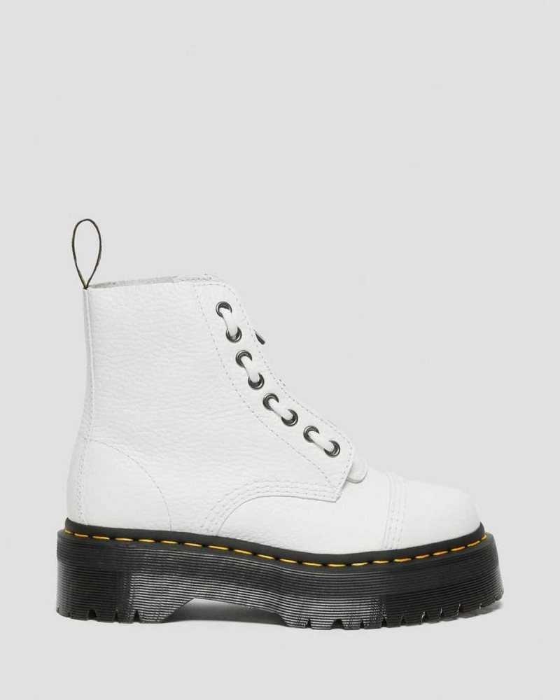 Dr Martens Sinclair Milled Nappa Lær Platform Boots Platform Støvler Dame Hvite | BHKTM9215