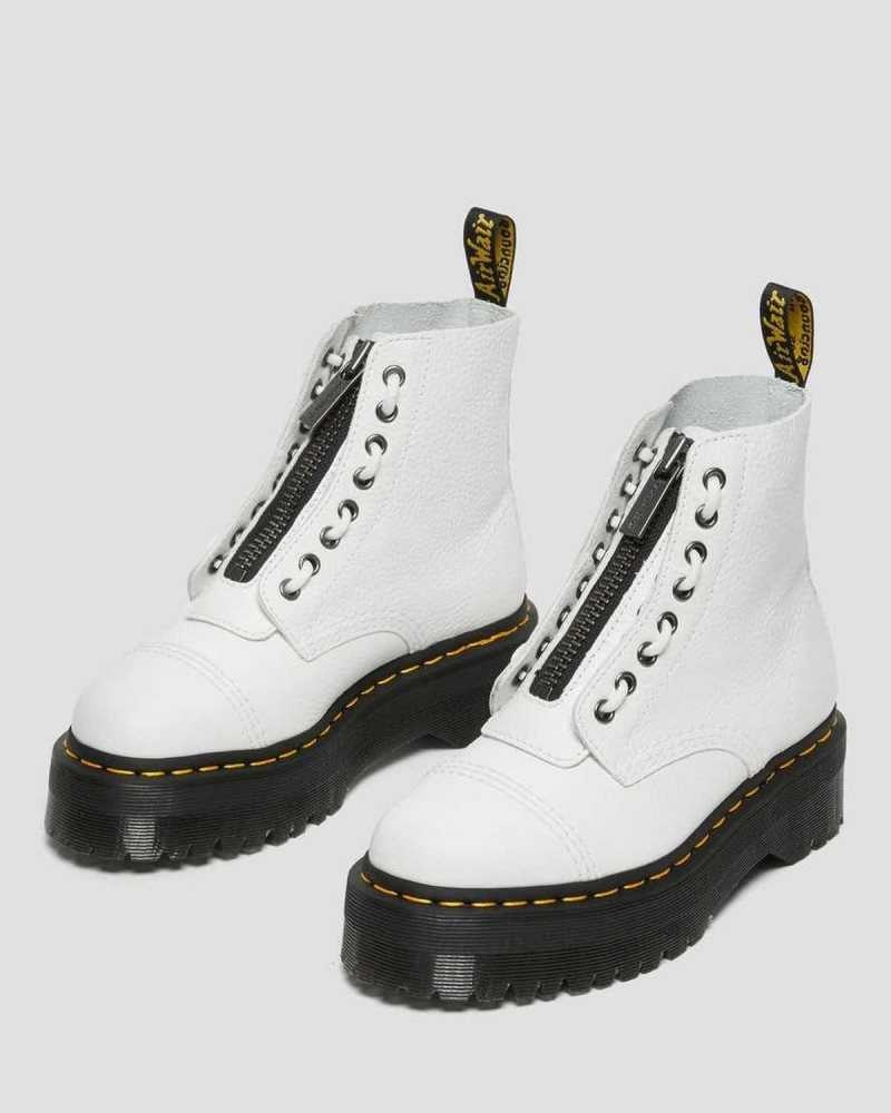 Dr Martens Sinclair Milled Nappa Lær Platform Boots Platform Støvler Dame Hvite | BHKTM9215