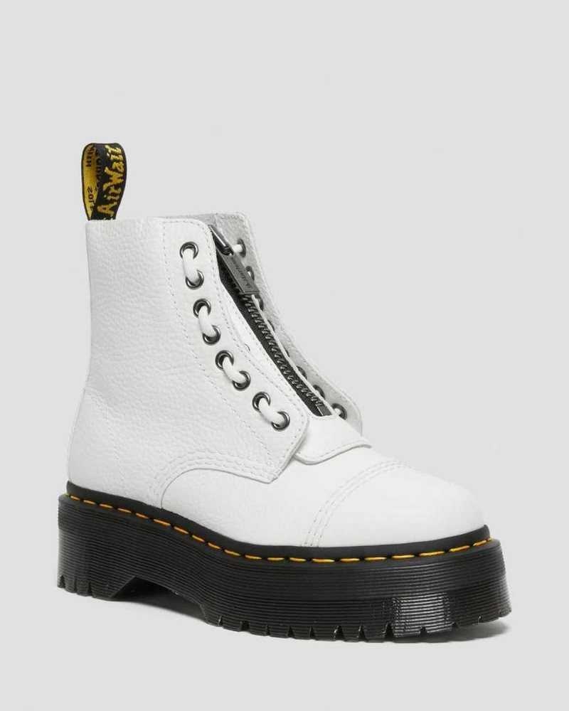 Dr Martens Sinclair Milled Nappa Lær Platform Boots Platform Støvler Dame Hvite | BHKTM9215