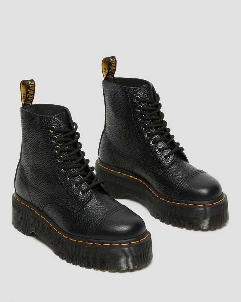 Dr Martens Sinclair Milled Nappa Lær Platform Boots Støvletter Dame Svarte | WIJUB4950