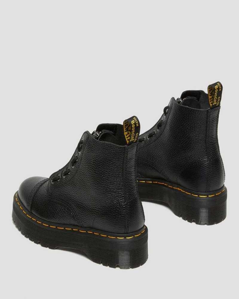 Dr Martens Sinclair Milled Nappa Lær Platform Boots Støvletter Dame Svarte | WIJUB4950