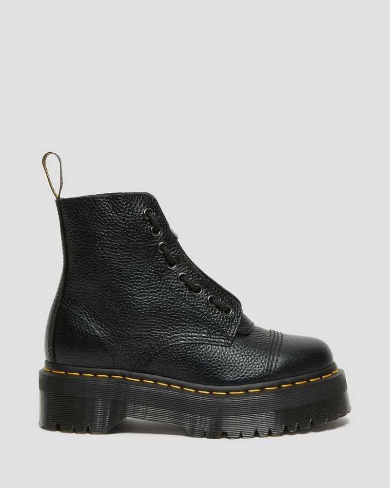 Dr Martens Sinclair Milled Nappa Lær Platform Boots Støvletter Dame Svarte | WIJUB4950