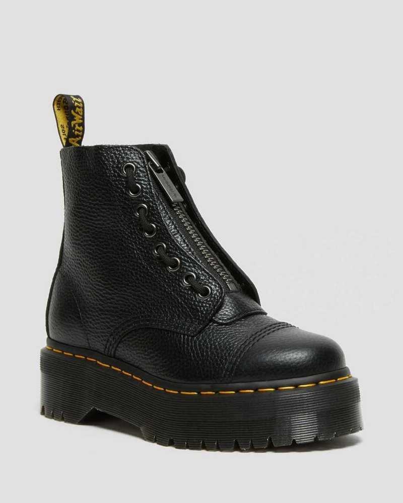 Dr Martens Sinclair Milled Nappa Lær Platform Boots Støvletter Dame Svarte | WIJUB4950