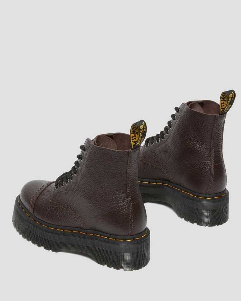 Dr Martens Sinclair Milled Nappa Lær Platform Boots Støvletter Dame Burgunder | VPDNF8617