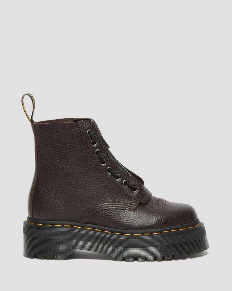 Dr Martens Sinclair Milled Nappa Lær Platform Boots Støvletter Dame Burgunder | VPDNF8617