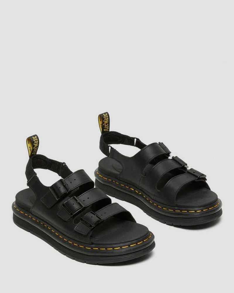 Dr Martens Soloman Lær Reima Sandals Sandaler Med Reim Herre Svarte | LUNEZ2930