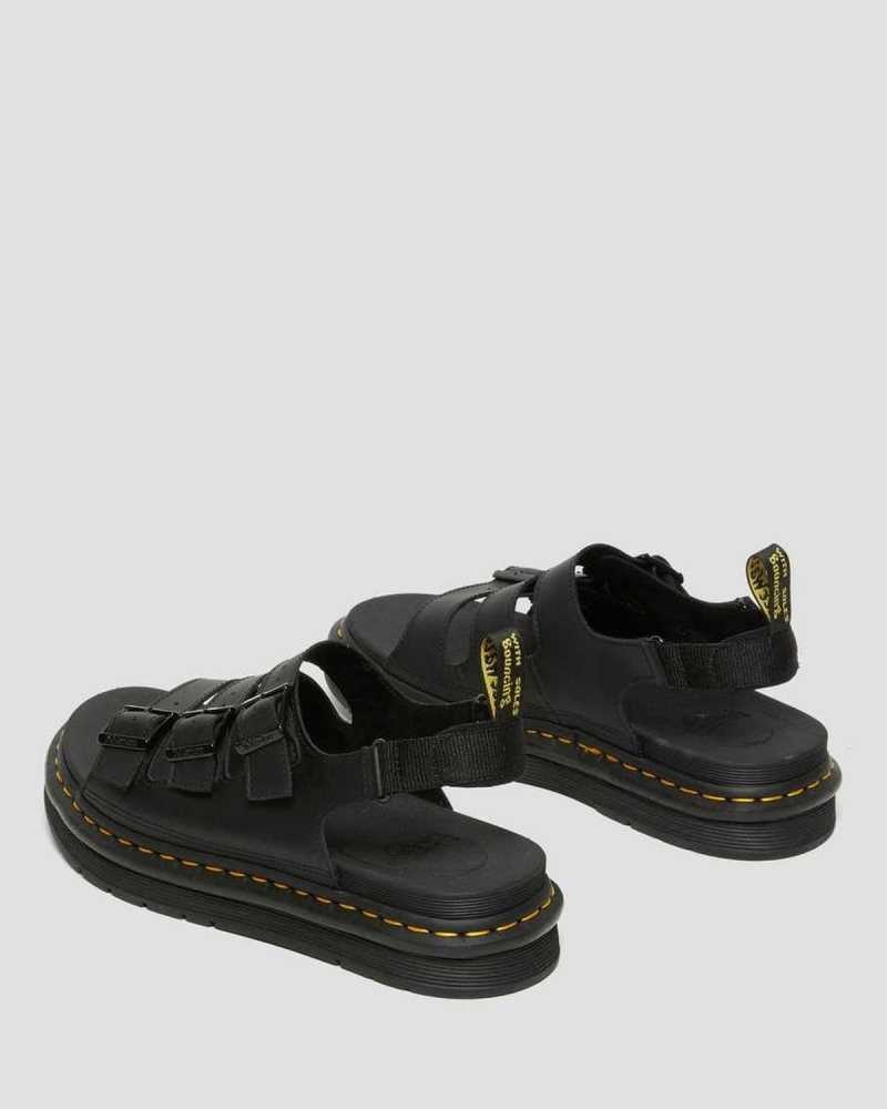 Dr Martens Soloman Lær Reima Sandals Sandaler Med Reim Herre Svarte | LUNEZ2930