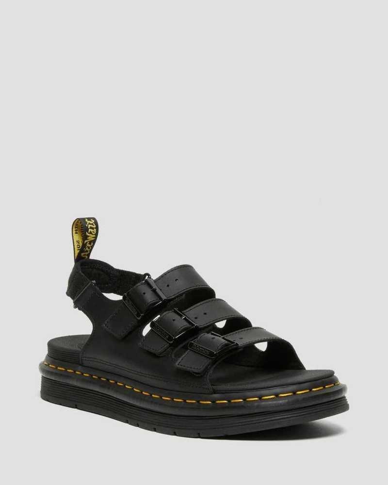 Dr Martens Soloman Lær Reima Sandals Sandaler Med Reim Herre Svarte | LUNEZ2930