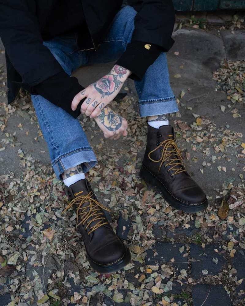 Dr Martens Tarik Crazy Horse Lær Utility Boots Fritidsstøvler Dame Mørke Brune | KGSBV0962