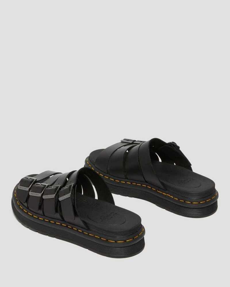 Dr Martens Tate Lær Badesandaler Sandals Sandaler Med Reim Herre Svarte | EZBJA4923