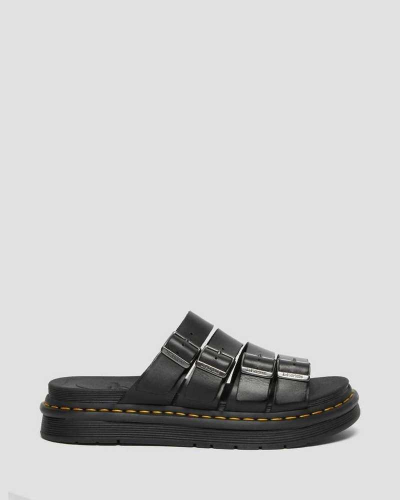 Dr Martens Tate Lær Badesandaler Sandals Sandaler Med Reim Herre Svarte | EZBJA4923