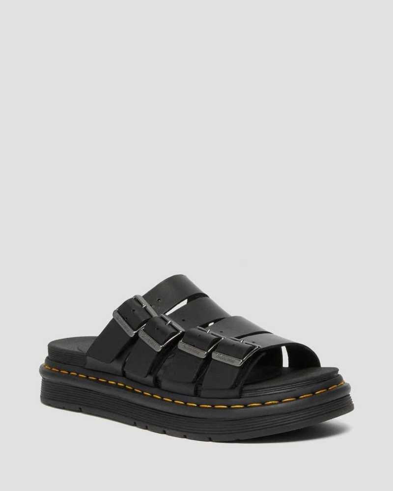 Dr Martens Tate Lær Badesandaler Sandals Sandaler Med Reim Herre Svarte | EZBJA4923