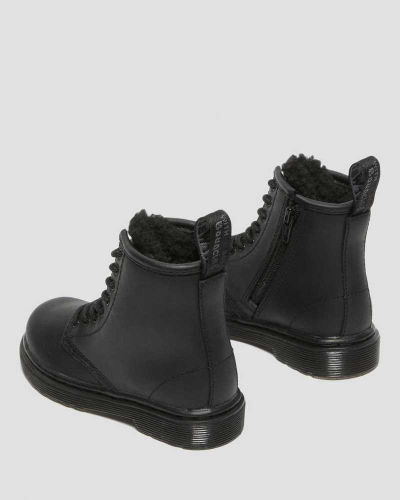 Dr Martens Toddler 1460 Faux Fur Forede Boots Støvler Barn Svarte | BXPRY4198