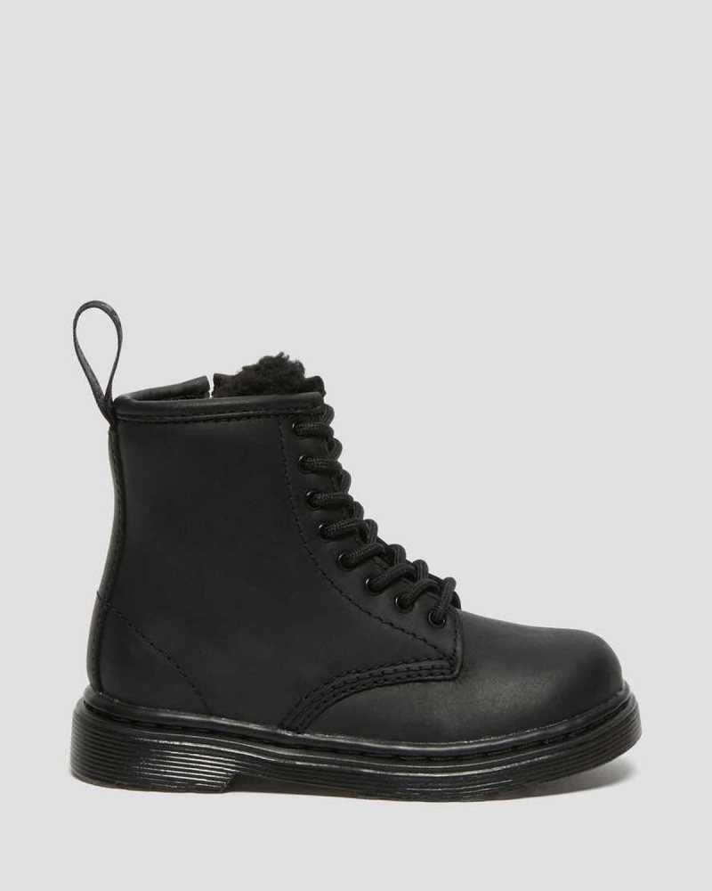 Dr Martens Toddler 1460 Faux Fur Forede Boots Støvler Barn Svarte | BXPRY4198