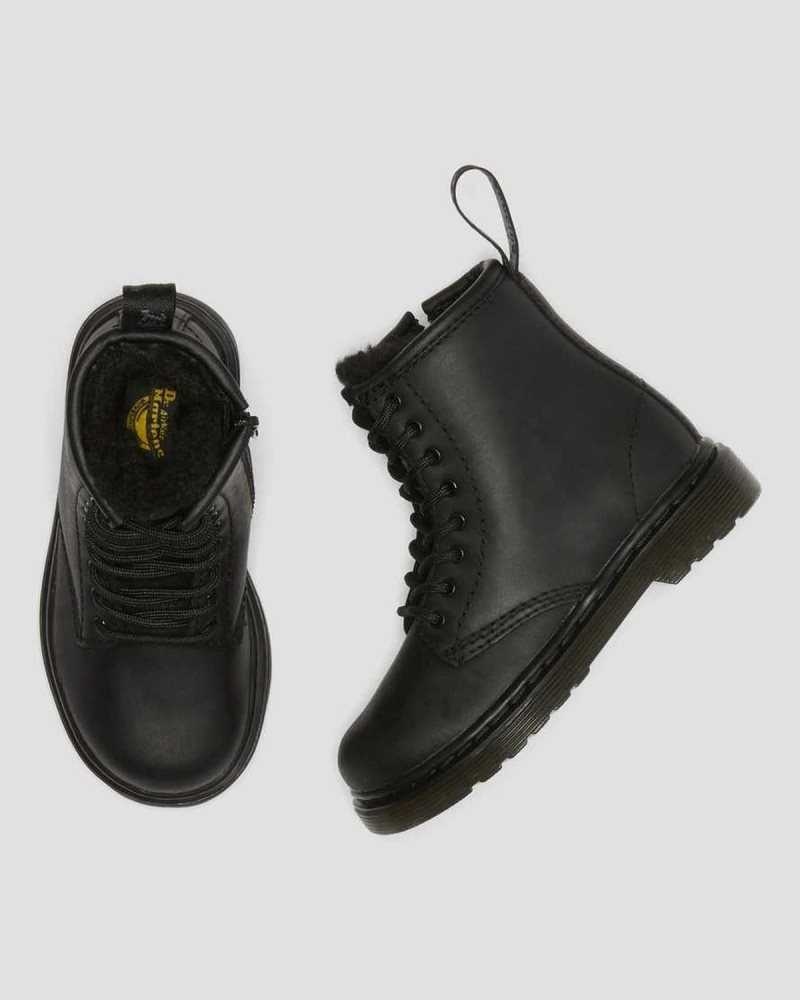 Dr Martens Toddler 1460 Faux Fur Forede Boots Støvler Barn Svarte | BXPRY4198