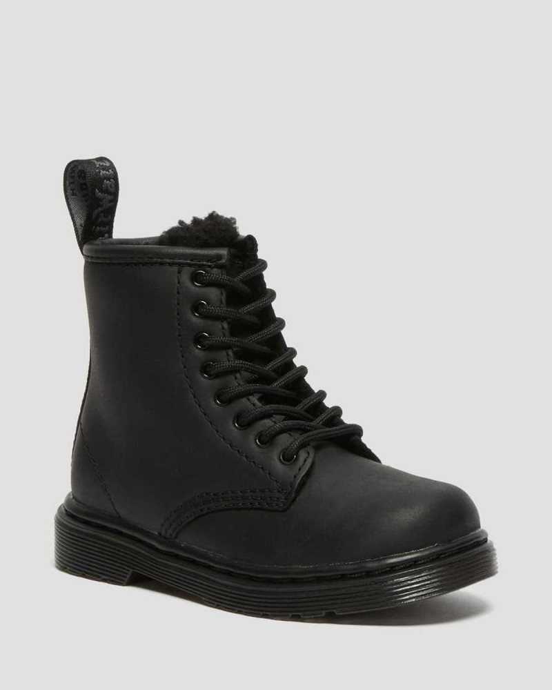 Dr Martens Toddler 1460 Faux Fur Forede Boots Støvler Barn Svarte | BXPRY4198