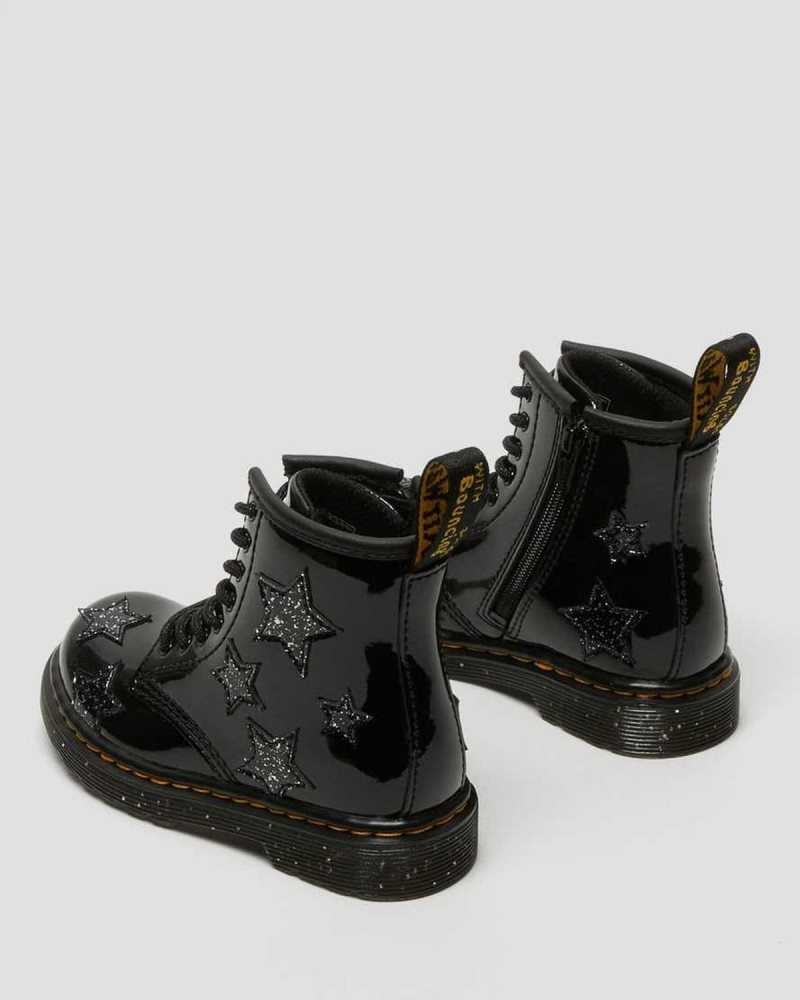 Dr Martens Toddler 1460 Glitter Star Patent Blonder Up Boots Støvler Barn Svarte | UDWQH2401