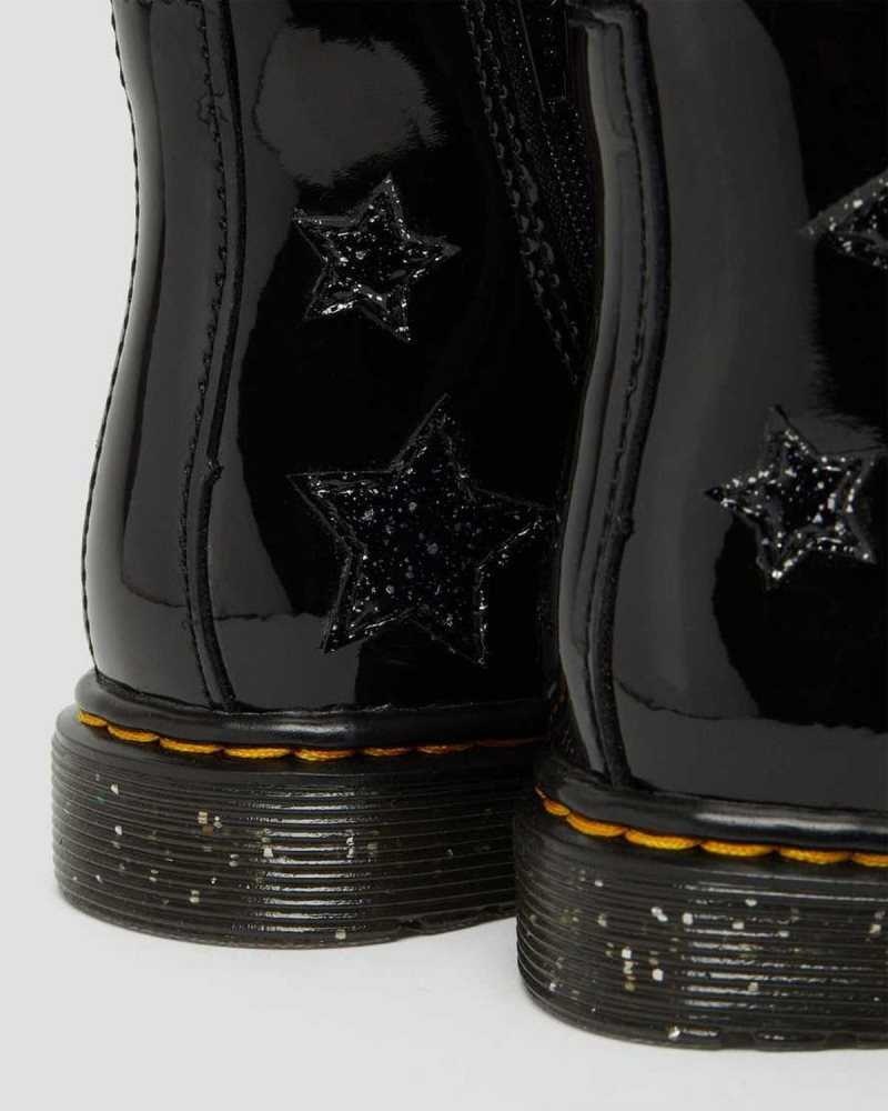 Dr Martens Toddler 1460 Glitter Star Patent Blonder Up Boots Støvler Barn Svarte | UDWQH2401