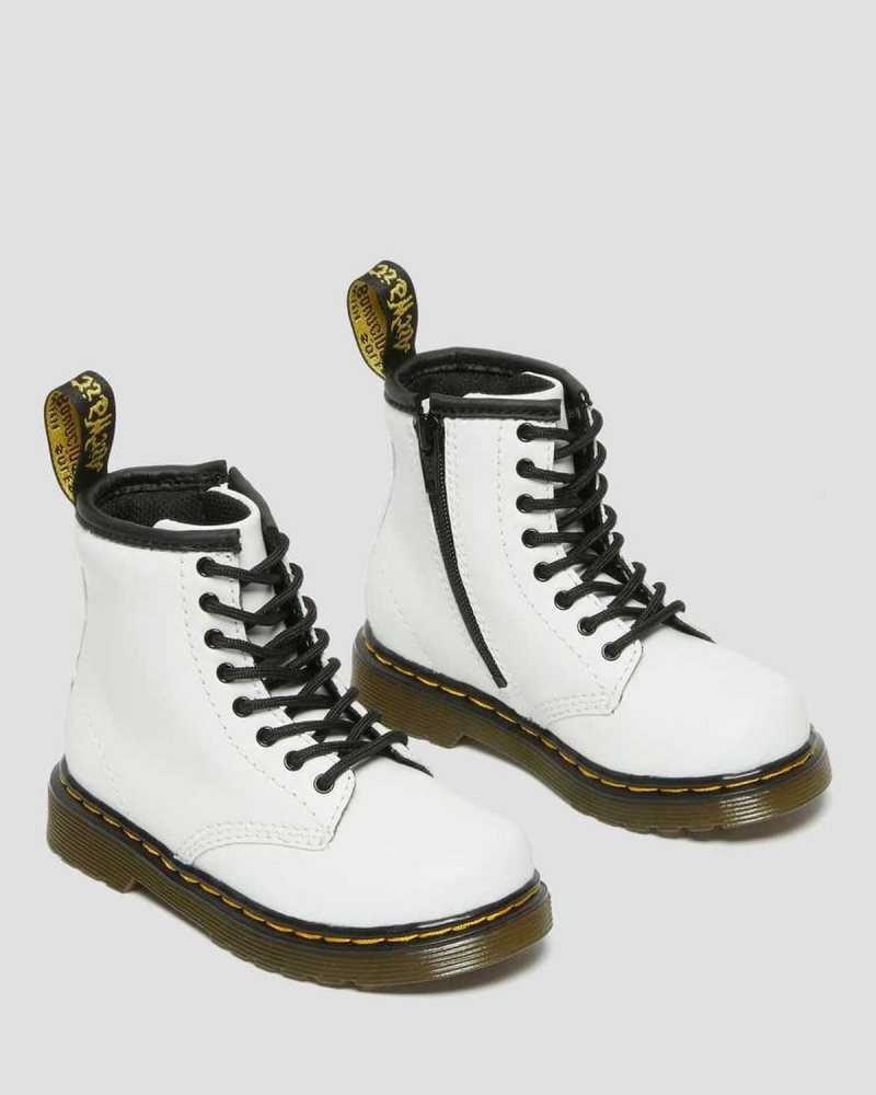 Dr Martens Toddler 1460 Lær Blonder Up Boots Støvler Barn Hvite | YDZNL1657