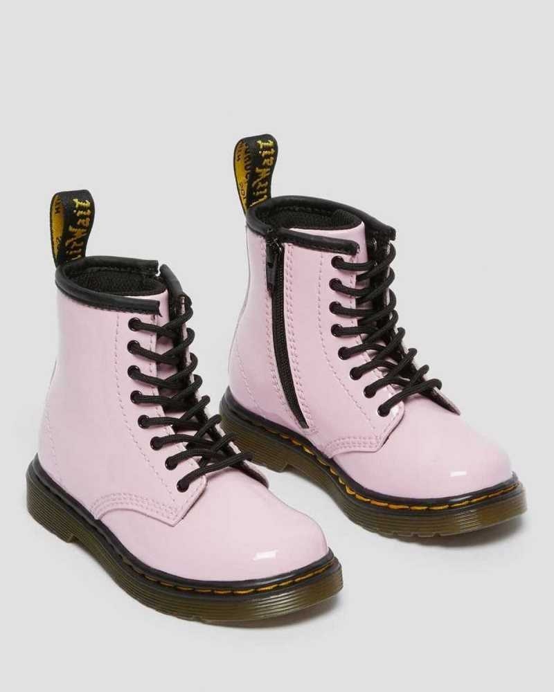 Dr Martens Toddler 1460 Patent Lær Blonder Up Boots Støvler Barn Rosa | XYUKV7082