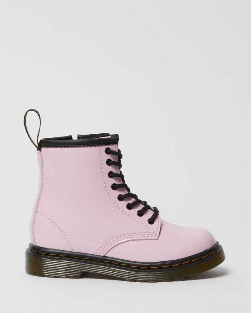 Dr Martens Toddler 1460 Patent Lær Blonder Up Boots Støvler Barn Rosa | XYUKV7082