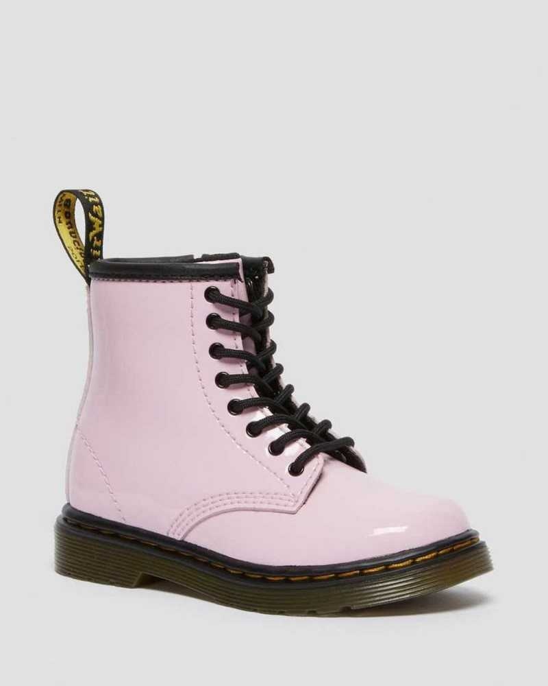 Dr Martens Toddler 1460 Patent Lær Blonder Up Boots Støvler Barn Rosa | XYUKV7082