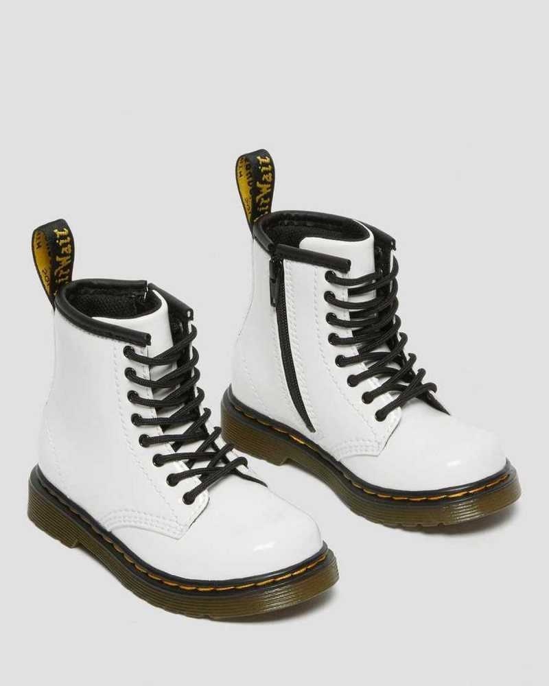 Dr Martens Toddler 1460 Patent Lær Blonder Up Boots Støvler Barn Patent Lamper | OZNXE8602