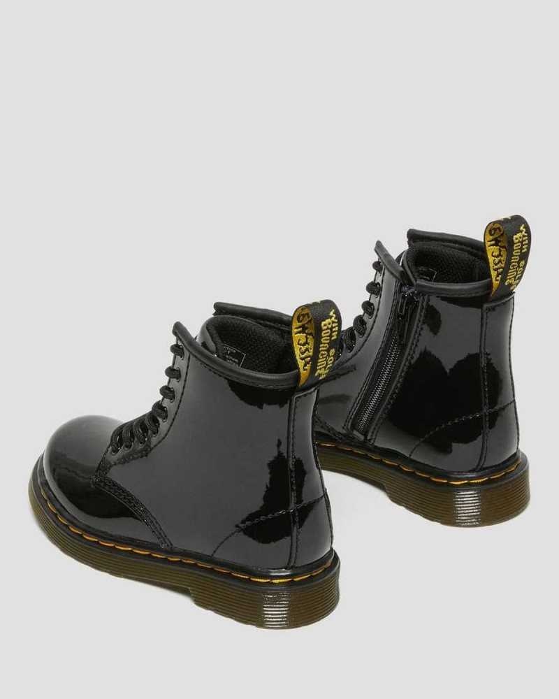 Dr Martens Toddler 1460 Patent Lær Blonder Up Boots Støvler Barn Svarte | ZTEHX7968