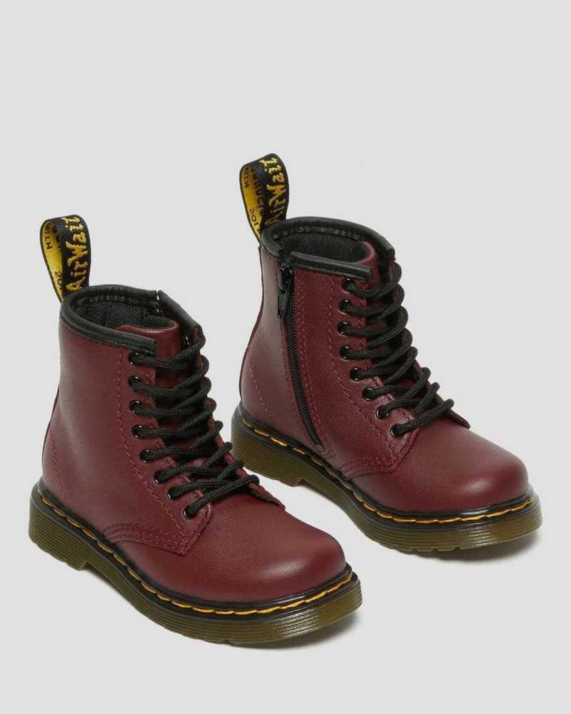 Dr Martens Toddler 1460 Softy T Lær Blonder Up Boots Støvler Barn Rosa Rød | HBSJM5092