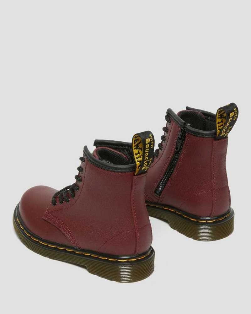 Dr Martens Toddler 1460 Softy T Lær Blonder Up Boots Støvler Barn Rosa Rød | HBSJM5092