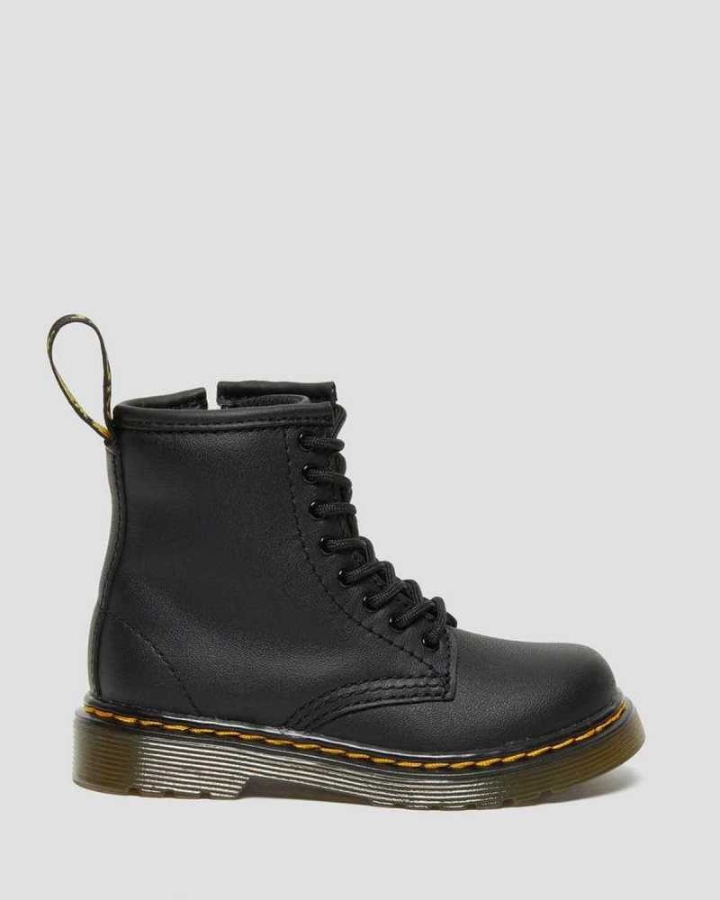 Dr Martens Toddler 1460 Softy T Lær Blonder Up Boots Støvler Barn Svarte | ILDXP6140