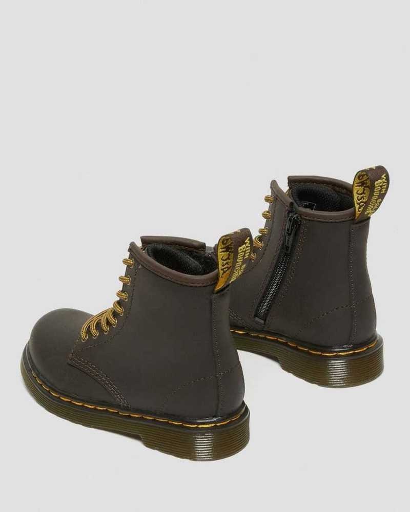 Dr Martens Toddler 1460 Wildhorse Lær Blonder Up Boots Støvler Barn Mørke Brune | VSNWP3247