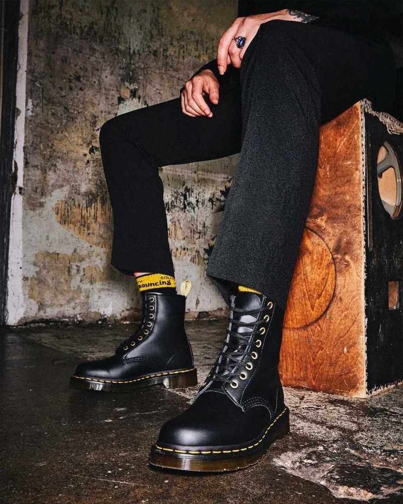 Dr Martens Veganske 1460 Felix Blonder Up Boots Støvler Dame Svarte | GOBRU4053