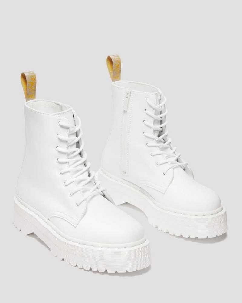 Dr Martens Veganske Jadon II Kemble Mono Platform Boots Platform Støvler Dame Hvite | AVWUF5340