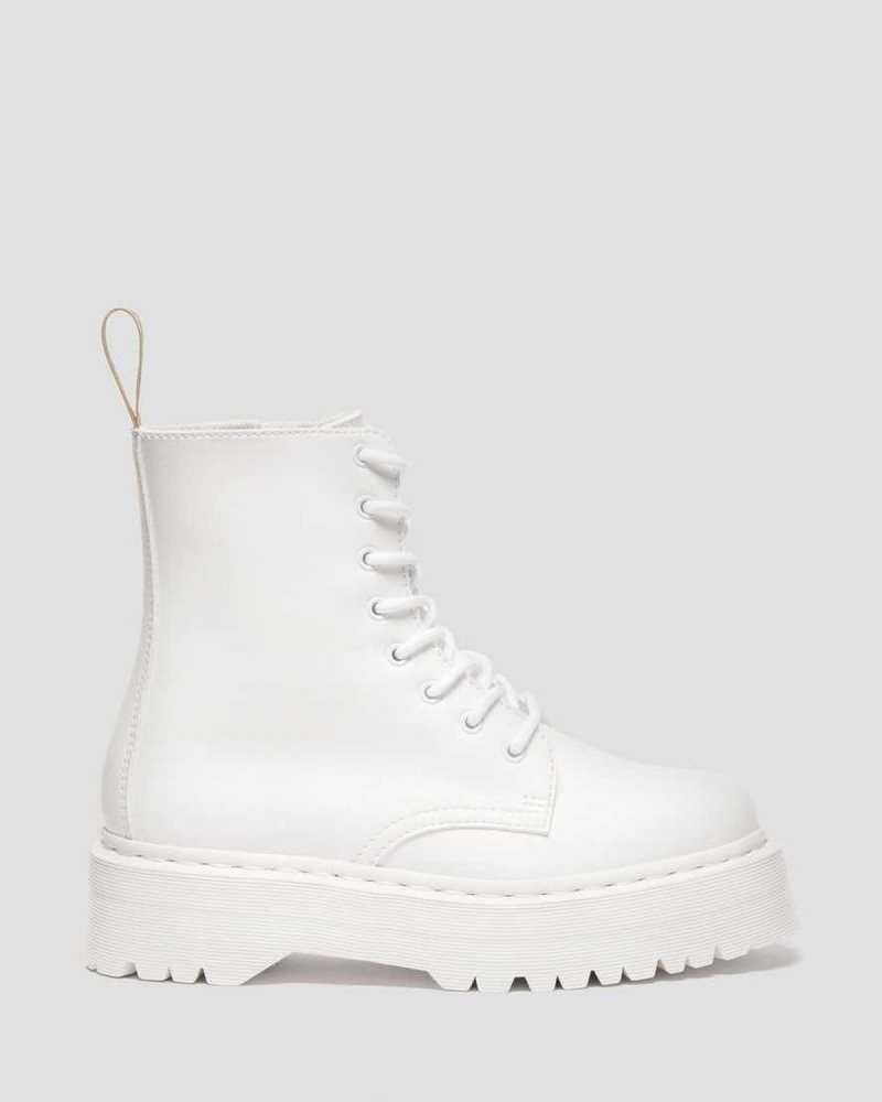 Dr Martens Veganske Jadon II Kemble Mono Platform Boots Platform Støvler Dame Hvite | AVWUF5340