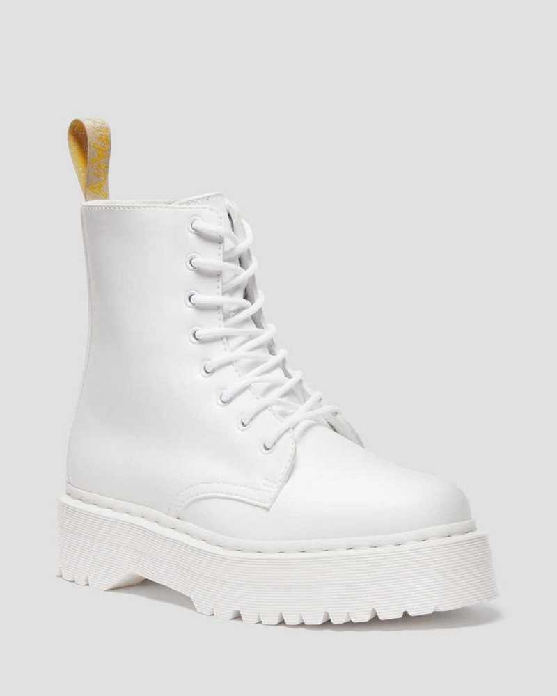 Dr Martens Veganske Jadon II Kemble Mono Platform Boots Platform Støvler Dame Hvite | AVWUF5340