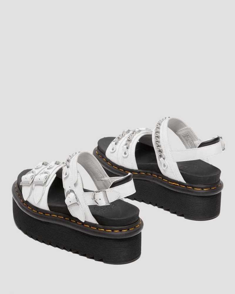 Dr Martens Voss II Chain Patent Lær Platform Sandals Platåsandaler Dame Hvite | YXFMP4875