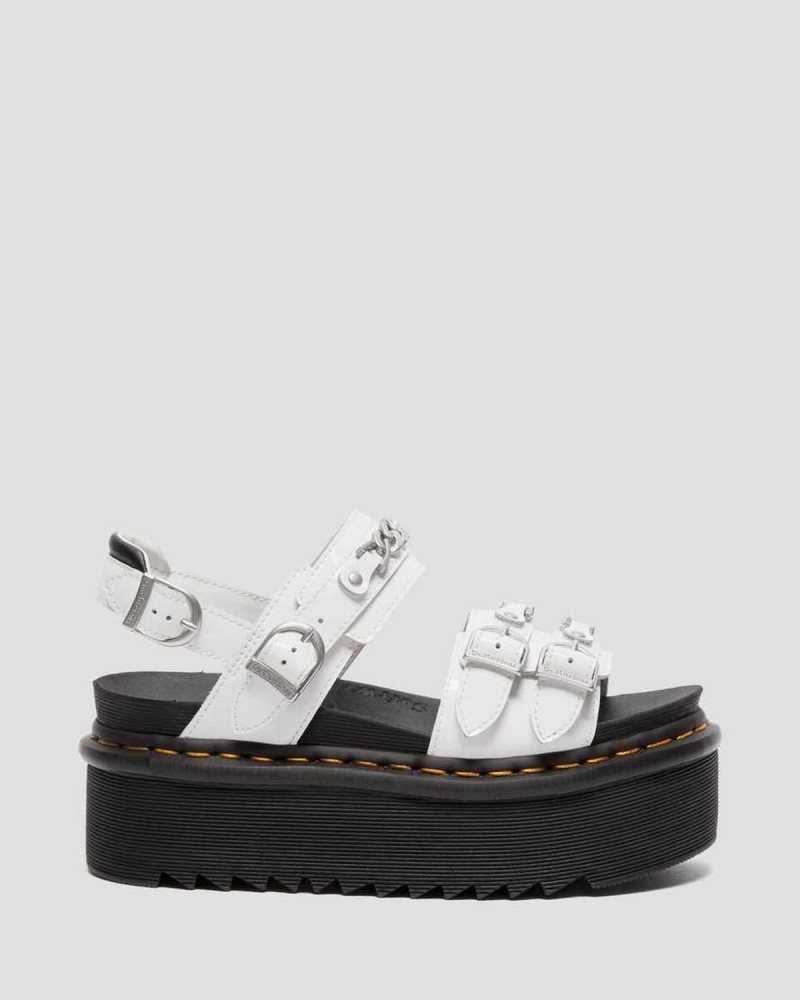 Dr Martens Voss II Chain Patent Lær Platform Sandals Platåsandaler Dame Hvite | YXFMP4875