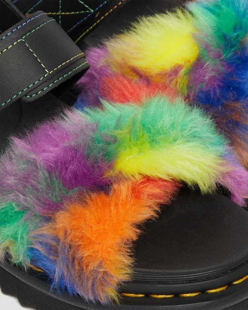 Dr Martens Voss II Fluffy Faux Fur Reima Sandals Gladiatorsandaler Dame Multicolor | DXIMU5986