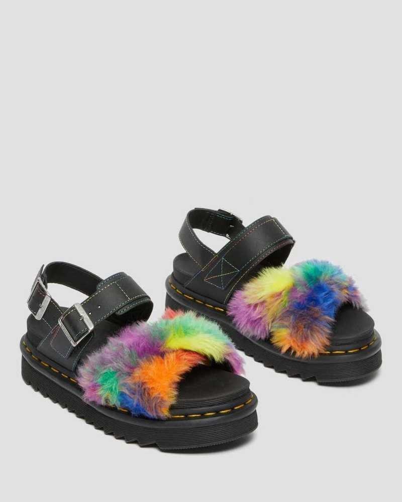 Dr Martens Voss II Fluffy Faux Fur Reima Sandals Gladiatorsandaler Dame Multicolor | DXIMU5986