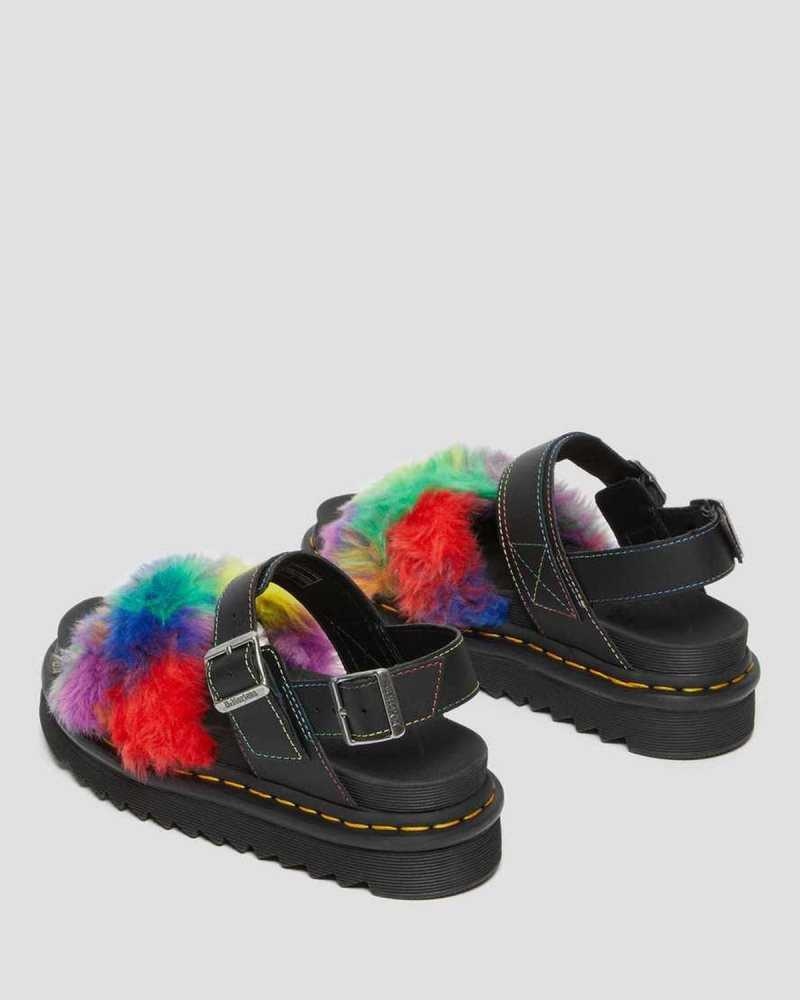 Dr Martens Voss II Fluffy Faux Fur Reima Sandals Gladiatorsandaler Dame Multicolor | DXIMU5986