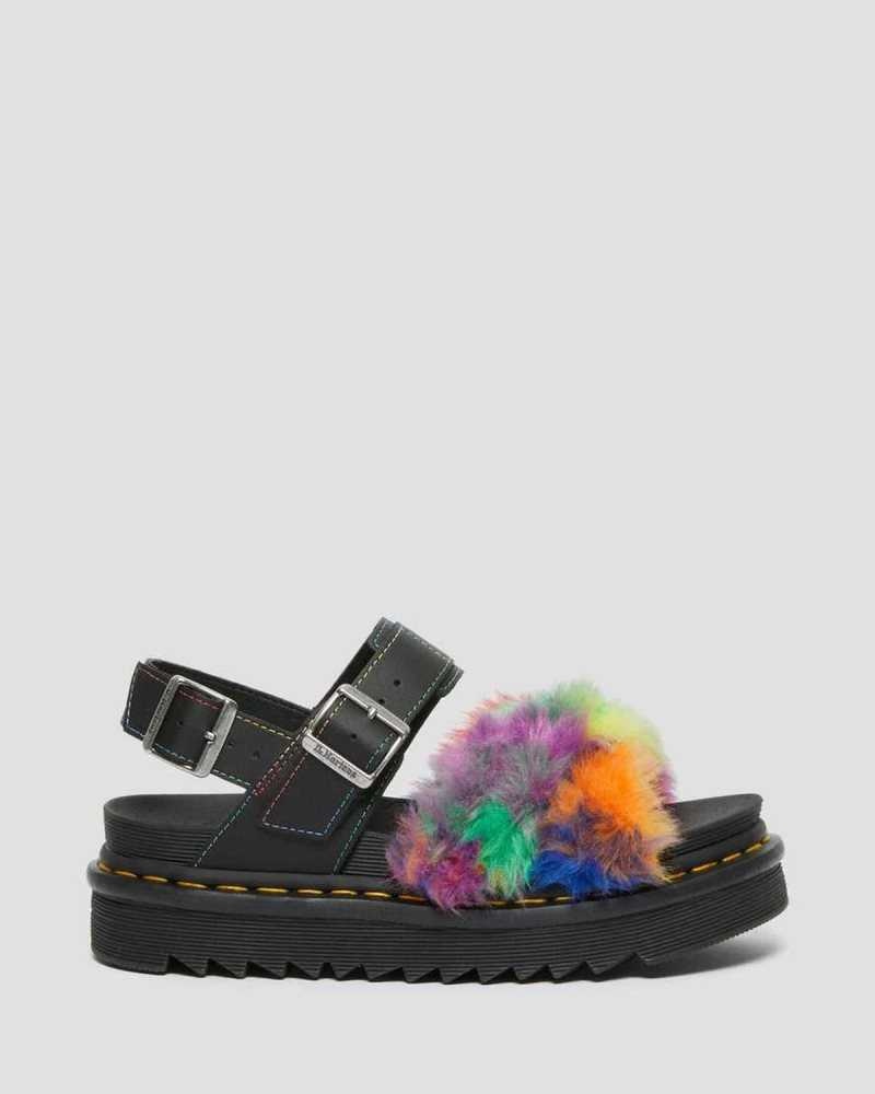 Dr Martens Voss II Fluffy Faux Fur Reima Sandals Gladiatorsandaler Dame Multicolor | DXIMU5986