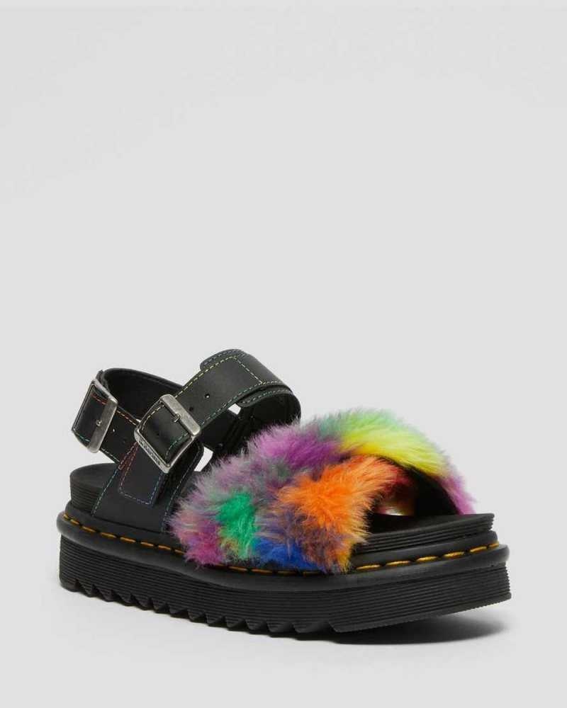 Dr Martens Voss II Fluffy Faux Fur Reima Sandals Gladiatorsandaler Dame Multicolor | DXIMU5986