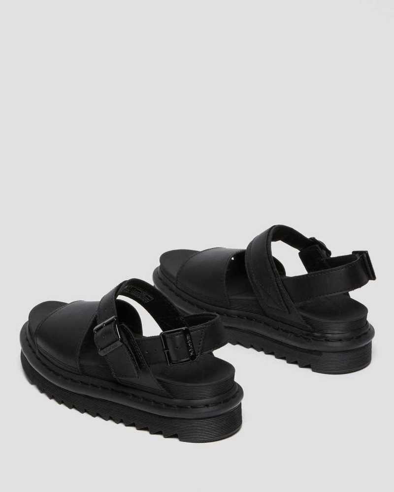 Dr Martens Voss Lær Reima Sandals Gladiatorsandaler Dame Svarte | KIFUH5841