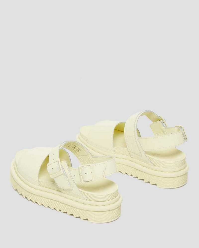 Dr Martens Voss Lær Reima Sandals Platåsandaler Dame Pisket Krem | GDPZI1043