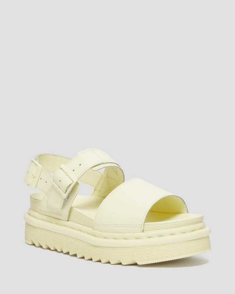 Dr Martens Voss Lær Reima Sandals Platåsandaler Dame Pisket Krem | GDPZI1043