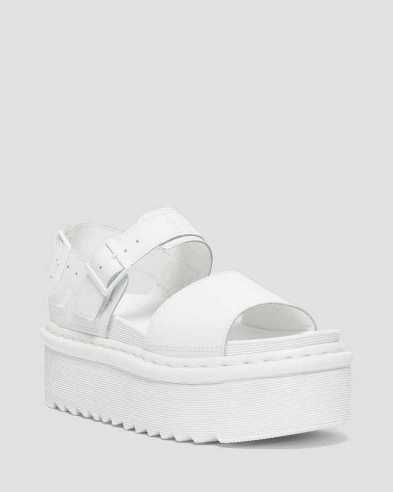 Dr Martens Voss Mono Lær Platform Reima Sandals Gladiatorsandaler Dame Hvite | DMXPT2954